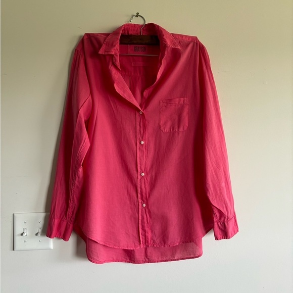 Grayson cotton pink ling sleeve‎ button up top size M - Picture 1 of 6